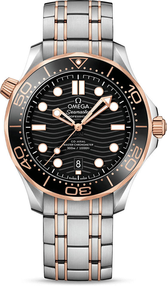 Omega Seamaster Diver 300M Co-Axial Master Chronometer Black Dial Sedna Gold