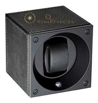 Swiss Kubik Watch Winder Single Black Leather Black Stitches