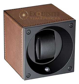 Swiss Kubik Watch Winder Single Brown Leather Brown Stitches