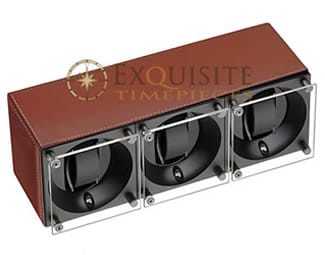 Swiss Kubik Watch Winder Triple Natural Calf Leather With White Stitches Window Protect