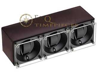 Swiss Kubik Watch Winder Triple Dark Brown Calf Leather Window Protect