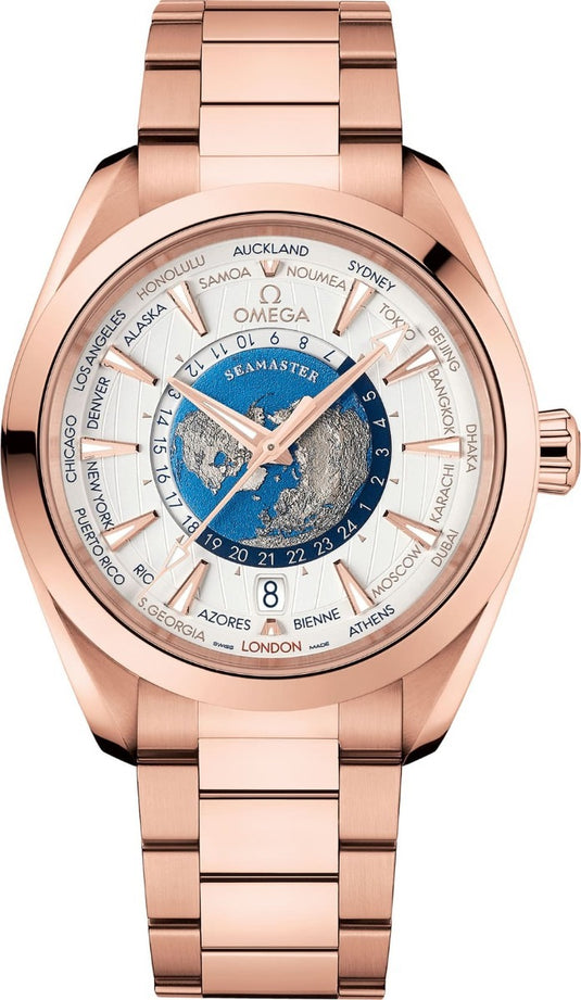 Omega 220.50.43.22.02.001 Seamaster Aquaterra 150m Master Chronometer GMT Worldtimer 43mm Gold