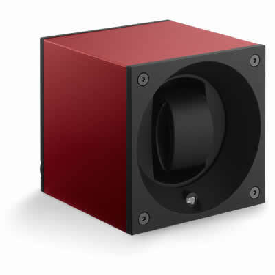 SwissKubik Watch Winder Single Anodized Red With Window Protect