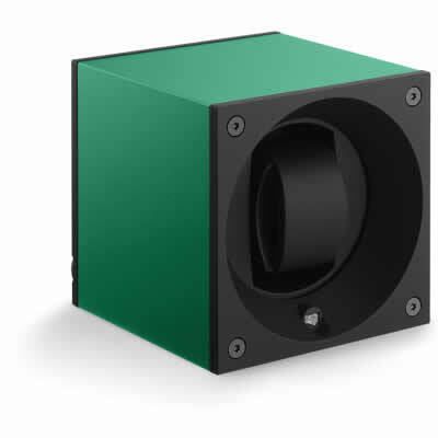 SwissKubik Watch Winder Single Anodized Green With Window Protect