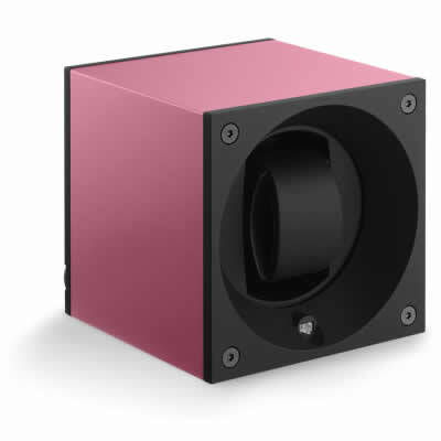 Swiss Kubik Watch Winder Single Anodized Pink with Window Protect