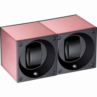 SwissKubik Watch Winder Duo Pink Aluminium with Window Protect