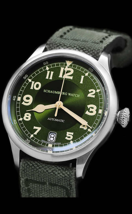 Schaumburg Watch FlightMatic 1930 Big Date Green