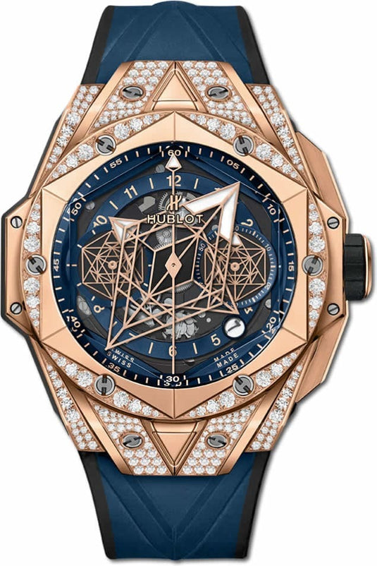 Hublot Big Bang Unico Sang Bleu II King Gold Blue Pavé