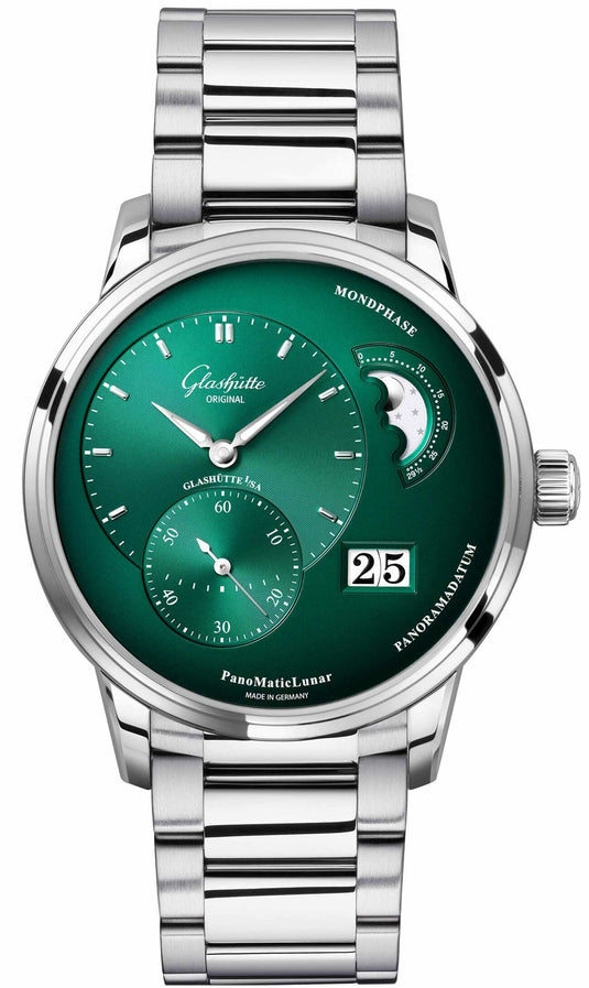 Glashütte Original PanoMaticLunar Green Dial on Bracelet