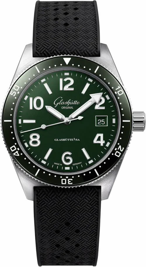Glashütte Original SeaQ Reed Green Dial on Rubber Strap