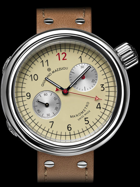 Giuliano Mazzuoli Manometro Chronograph Ivory Polished Stainless Steel