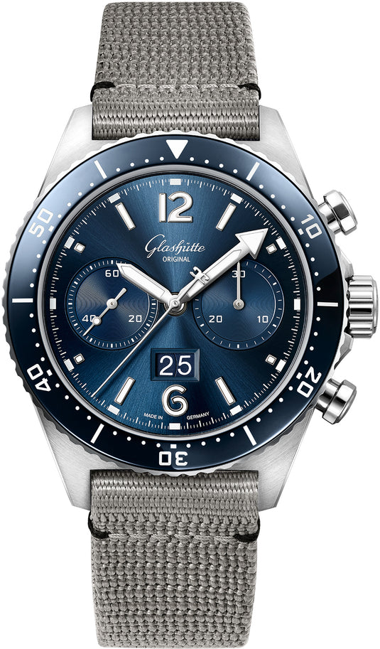 Glashütte Original SeaQ Chronograph Blue Dial on Grey Strap