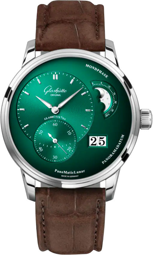 Glashütte Original PanoMaticLunar Green Dial on Leather Strap