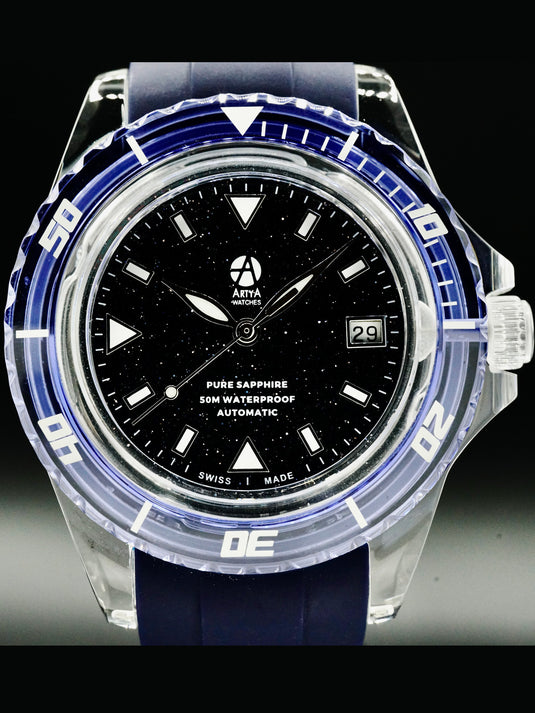 ArtyA Diver Crystal Aventurine Blue Bezel Unique Piece
