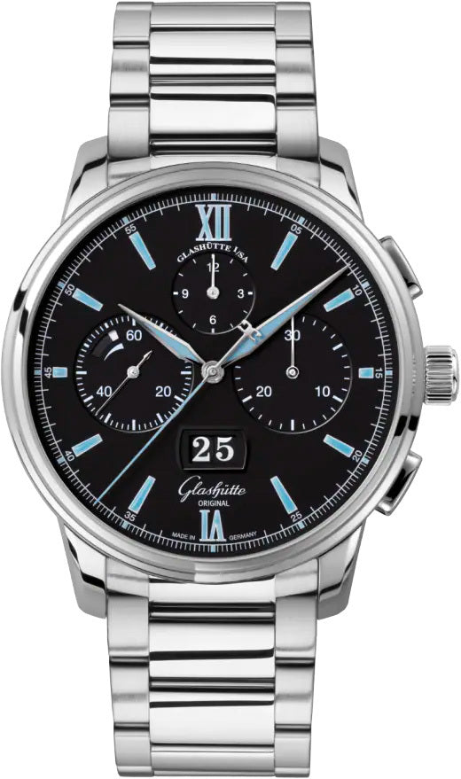 Glashütte Original Senator Chronograph Panorama Date Black Dial on Bracelet