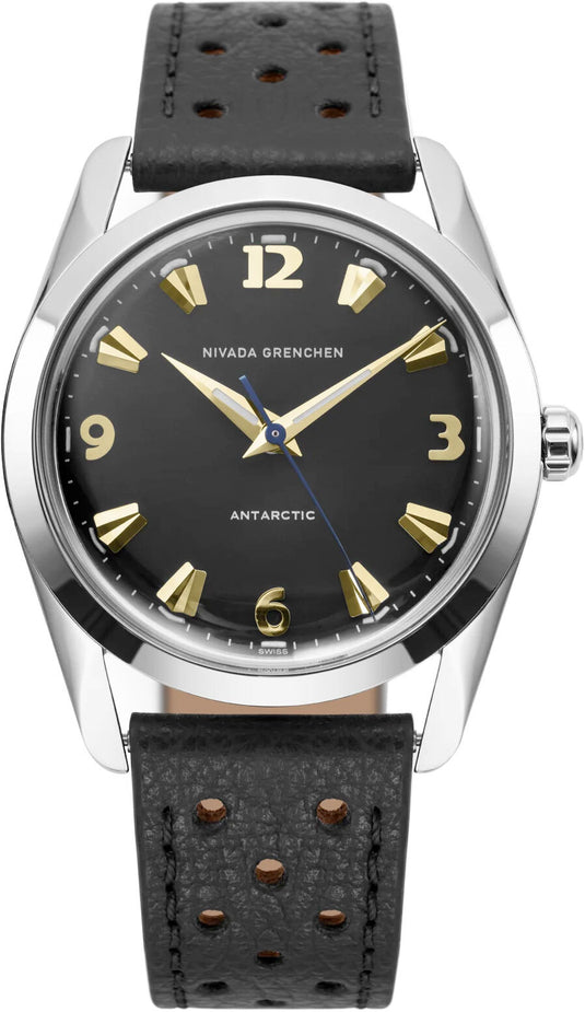 Nivada Grenchen 35015M17 Antarctic 35mm Black & Gold White Luminova