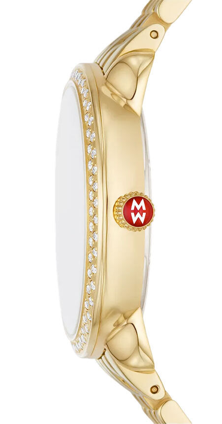Michele Serein Mid 18k Gold-Plated Diamond Watch MWW21B000161