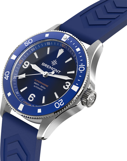 Bremont SM40-ND-SS-BL-R-S Supermarine 300M Blue Dial on Rubber Strap