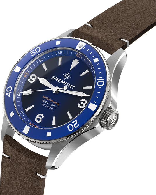 Bremont SM40-ND-SS-BL-L-S Supermarine 300M Blue Dial on Leather Strap