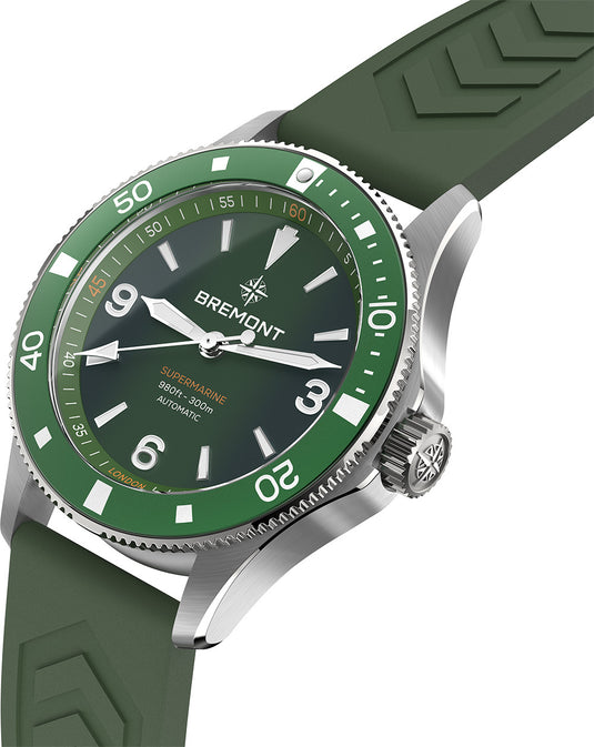 Bremont SM40-ND-SS-GN-R-S Supermarine 300M Green Dial on Rubber Strap
