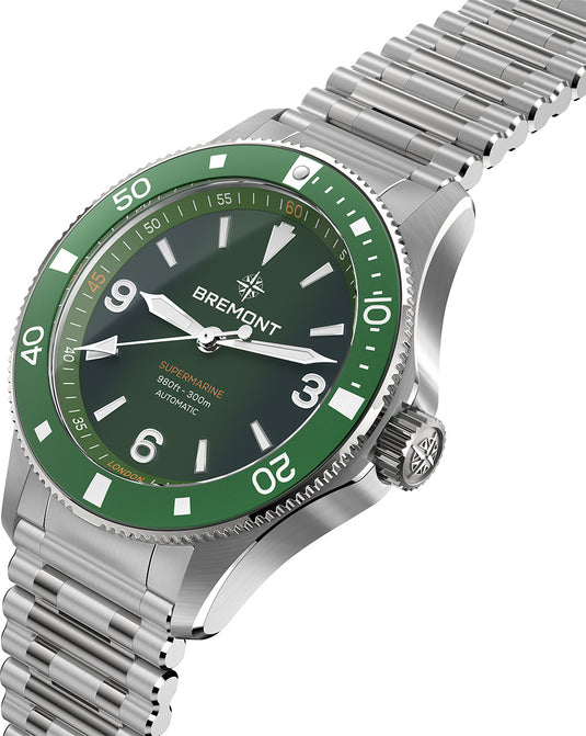 Bremont SM40-ND-SS-GN-B Supermarine 300M Green Dial on Bracelet