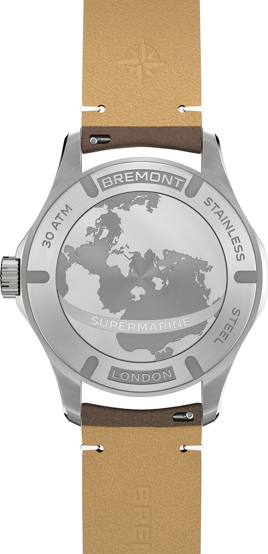 Bremont SM40-DT-SS-BK-L-S Supermarine 300 Date Black Dial on Leather Strap