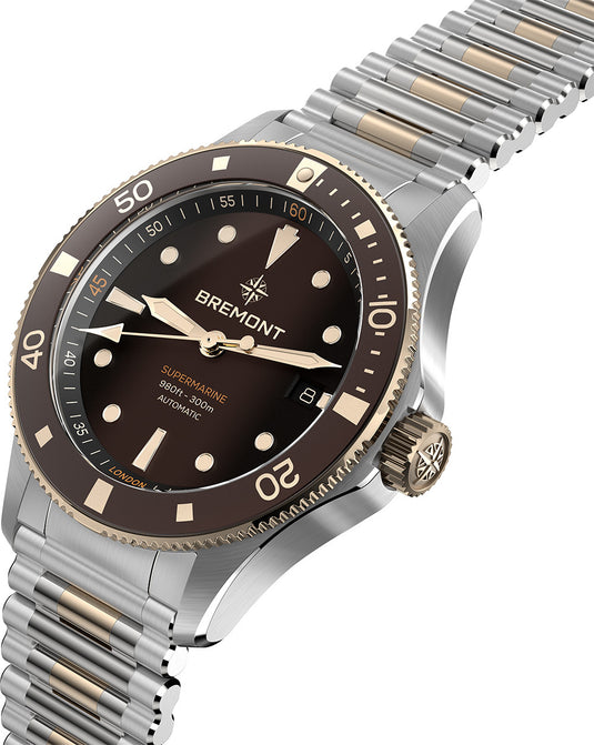 Bremont SM40-DT-BI-BR-B Supermarine 300M Date Brown Dial on Bracelet