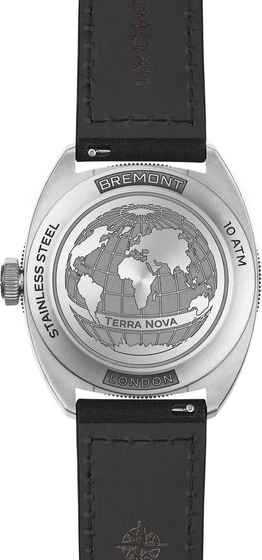 Bremont TN40-PWR-SS-BK-L-S Terra Nova 40.5 Black Dial on Leather Strap