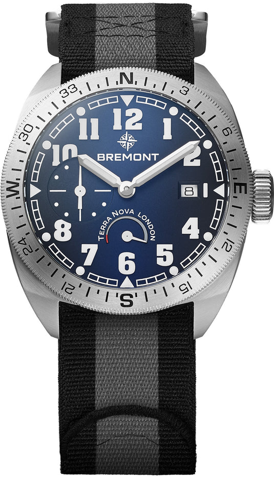 Bremont TN40-PWR-SS-BL-N-S Terra Nova 40.5 Blue Dial on NATO strap