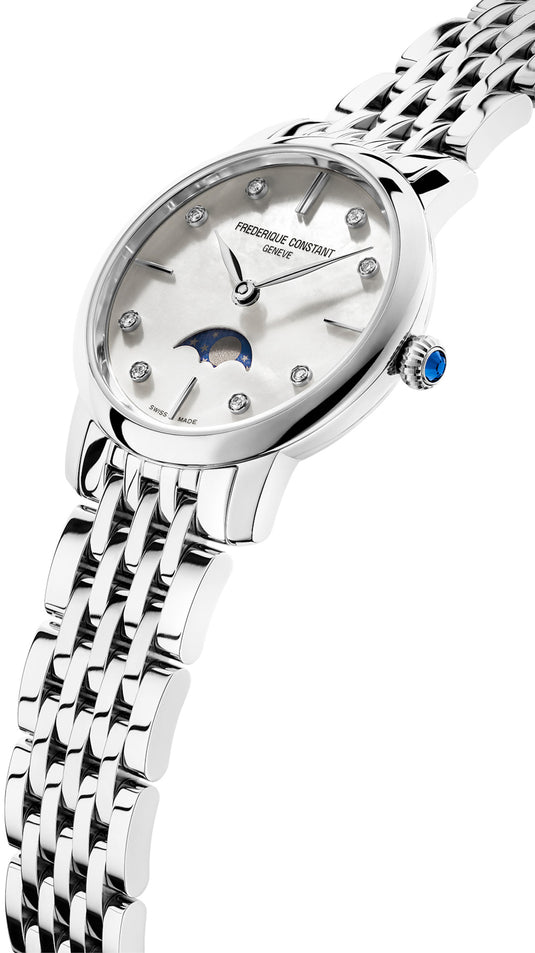 Frederique Constant FC-206MPWD1S6B Classics Slimline Ladies Moonphase White Dial