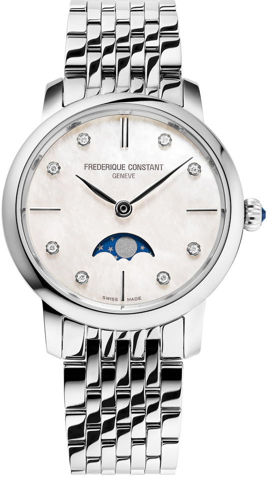 Frederique Constant FC-206MPWD1S6B Classics Slimline Ladies Moonphase White Dial