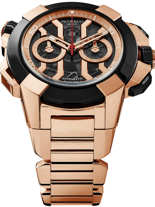 Jacob & Co. Epic X Chrono 47mm Rose Gold Black on Bracelet