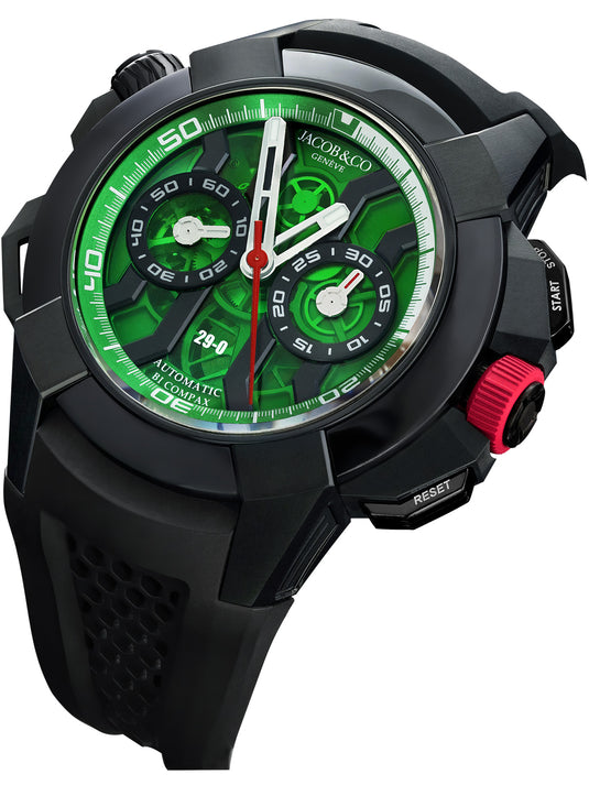 Jacob & Co. Epic X Chrono Khabib in Black Titanium Green on Strap