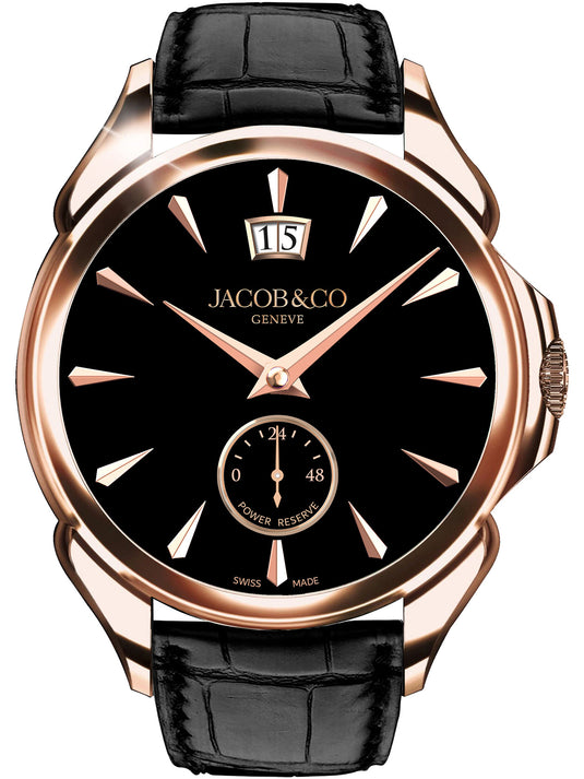 Jacob & Co. Palatial Classic Rose Gold Onyx Black on Strap