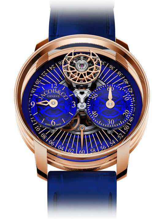Jacob & Co. Astronomia Regulator Rose Gold Blue on Strap