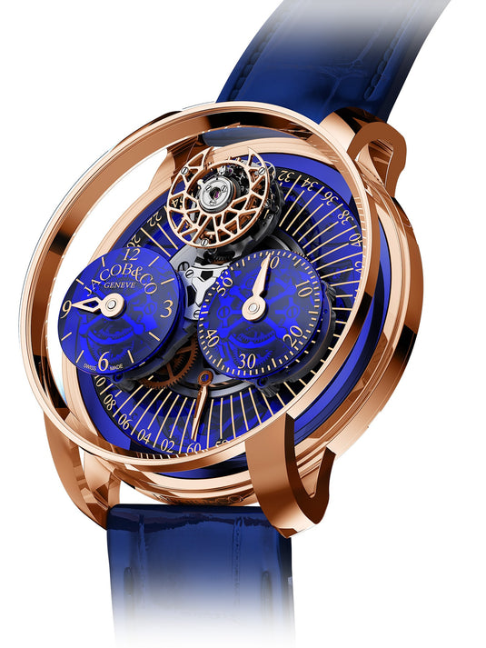 Jacob & Co. Astronomia Regulator Rose Gold Blue on Strap