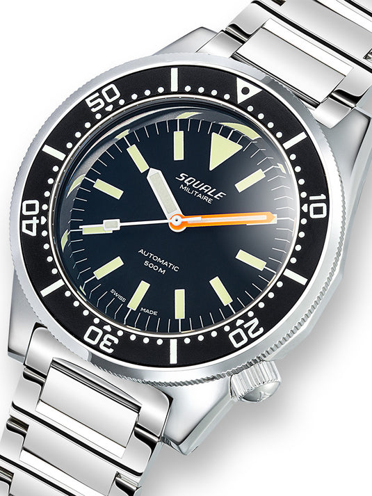 Squale 1521 Militaire Steel Black on Bracelet 1521MIL.SQ20L