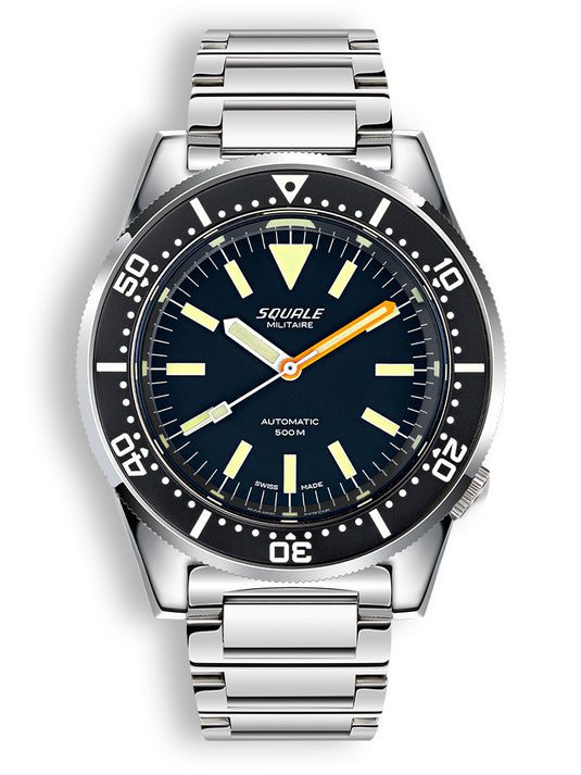 Squale 1521 Militaire Steel Black on Bracelet 1521MIL.SQ20L