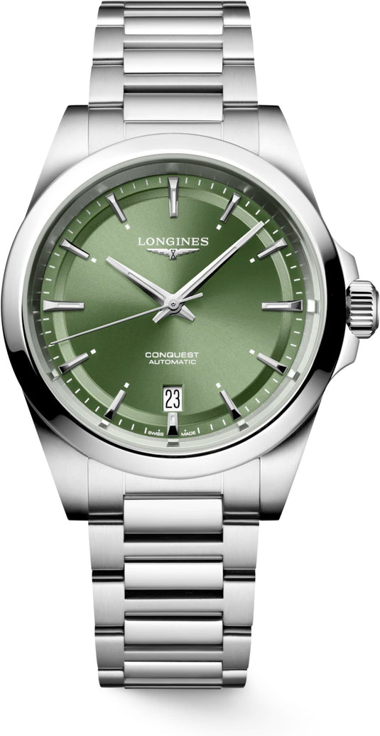 Longines L3.720.4.02.6 Conquest Sunray Green Dial on Bracelet