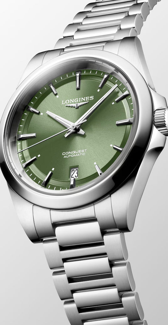 Longines L3.720.4.02.6 Conquest Sunray Green Dial on Bracelet