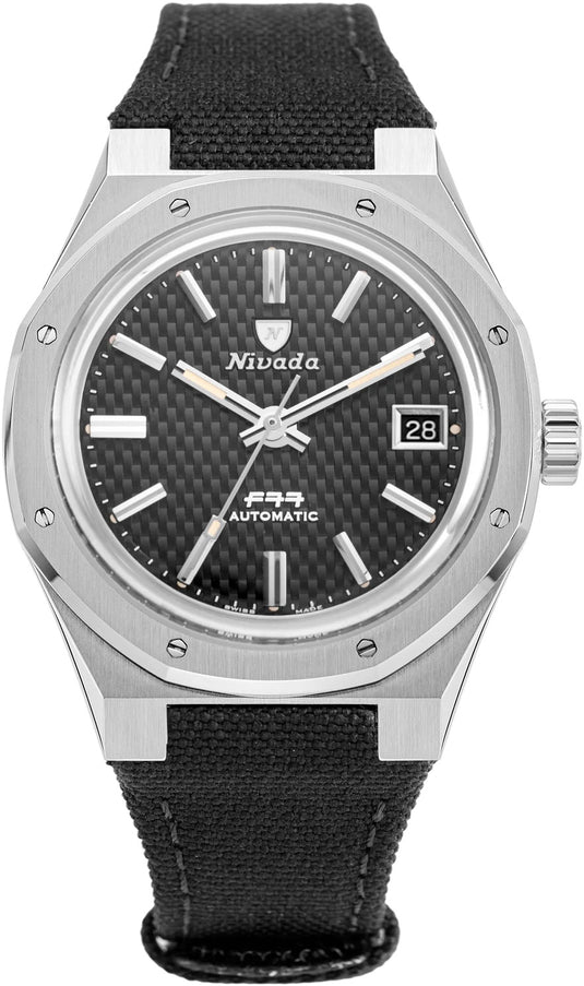 Nivada Grenchen F77 Black Dial Date on Strap