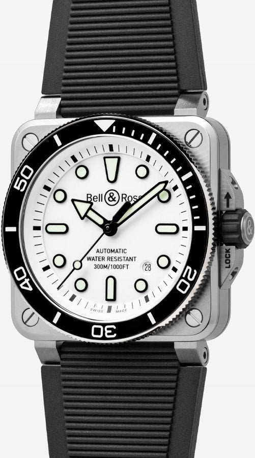 Bell & Ross BR03A-D-WH-ST/SRB Diver White Steel Rubber Strap