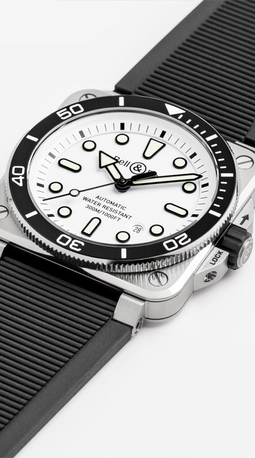 Bell & Ross BR03A-D-WH-ST/SRB Diver White Steel Rubber Strap