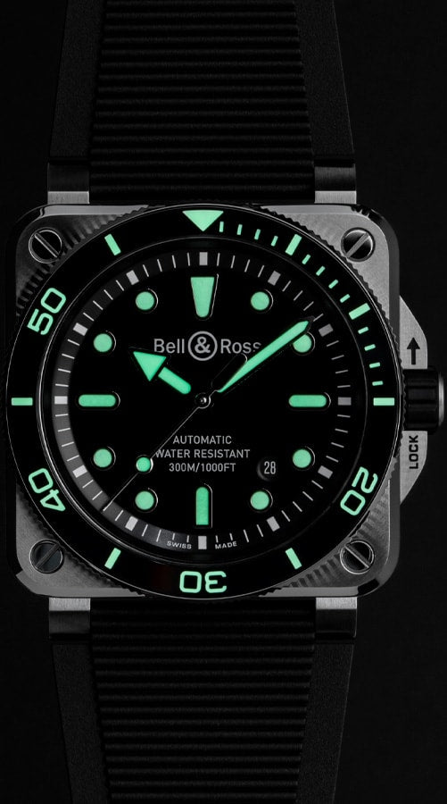 Bell & Ross BR03A-D-BL-ST/SRB Diver Black Steel Rubber Strap