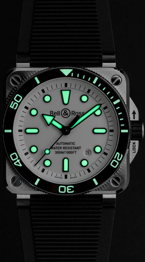 Bell & Ross BR03A-D-WH-ST/SRB Diver White Steel Rubber Strap