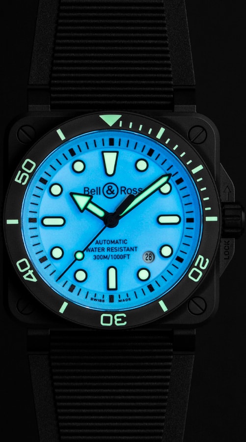 Bell & Ross BR03A-D-LM-CE/SRB Diver Full Lum Ceramic Rubber Strap