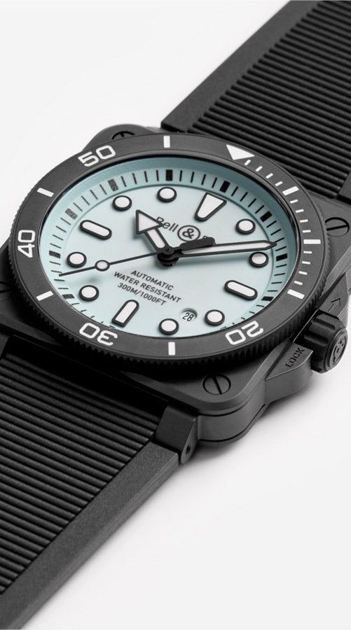Bell & Ross BR03A-D-LM-CE/SRB Diver Full Lum Ceramic Rubber Strap