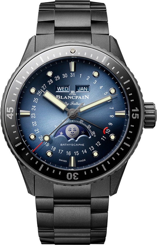 Blancpain 5054 0140 01S Bathyscaphe Quantième Complet Phases de Lune Blue Dial