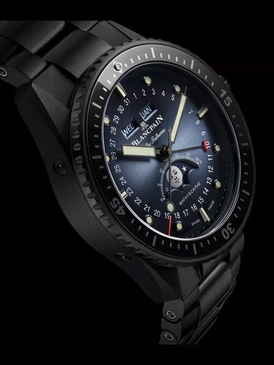 Blancpain 5054 0140 01S Bathyscaphe Quantième Complet Phases de Lune Blue Dial