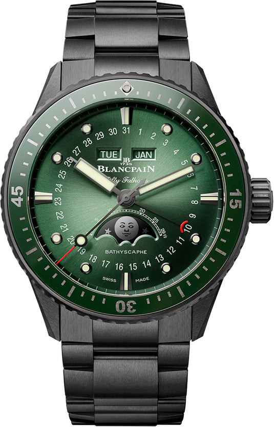 Blancpain 5054 0153 01S Bathyscaphe Quantième Complet Phases de Lune Green Dial